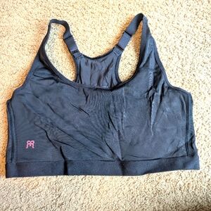 Black Sports Bra with Pink Logo